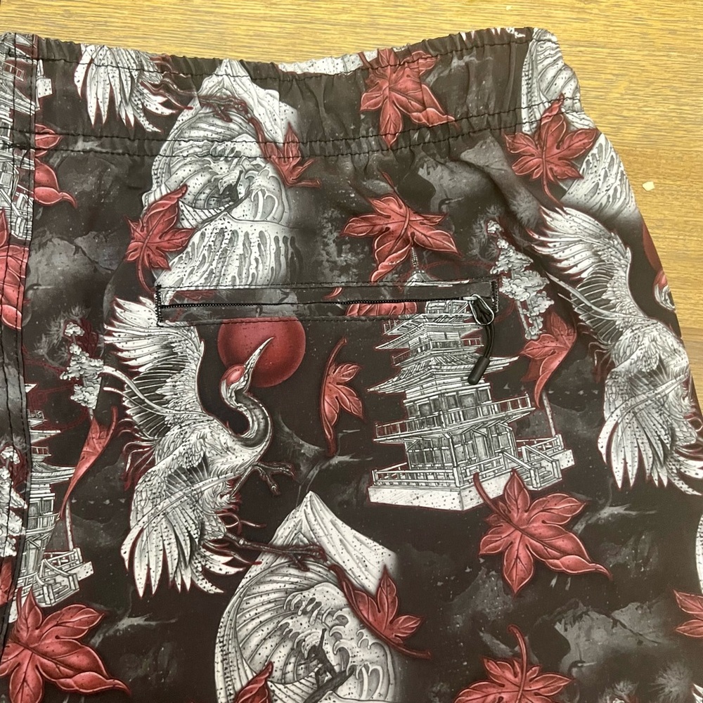 Psycho Tuna Rising Crane Swim Shorts XXL Japanese Art Design Coconut Polyester - Picture 6 of 12